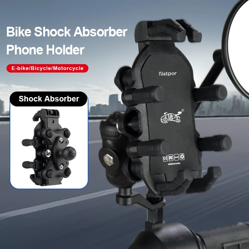 Soporte Universal para Celular con Amortiguador de Silicona – Compatible con Moto, E-bike y Bicicleta | Fijación en Manillar o Retrovisor