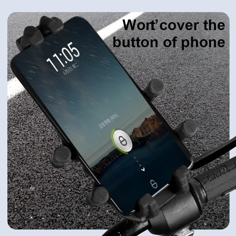 Soporte Universal para Celular con Amortiguador de Silicona – Compatible con Moto, E-bike y Bicicleta | Fijación en Manillar o Retrovisor