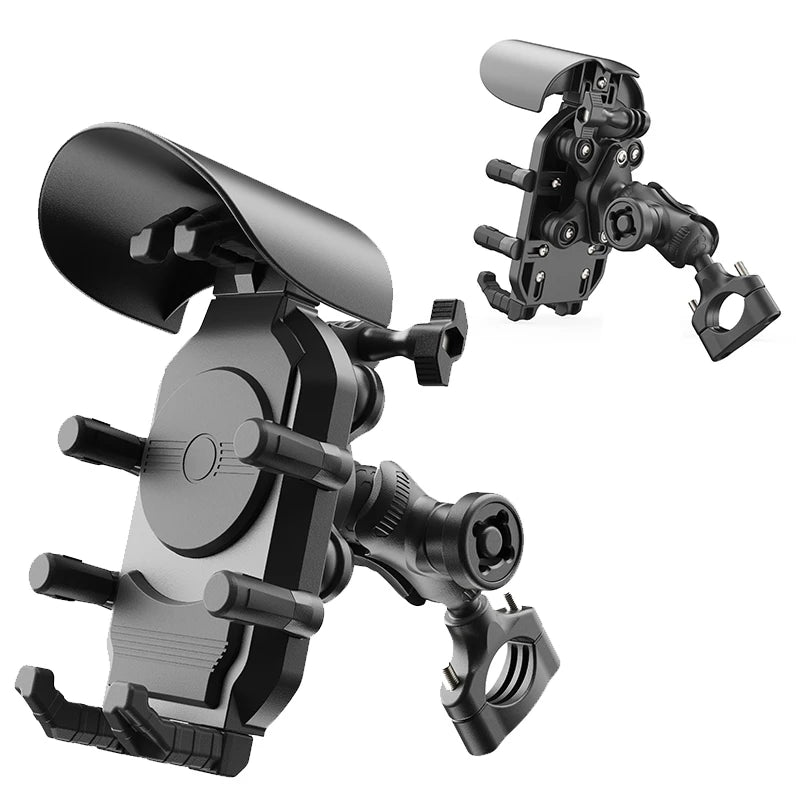 Soporte para Celular con Carga Inalámbrica USB Tipo C para Moto – Antirrobo, Amortiguador y Parasol | Compatible con 5.5" a 6.3"