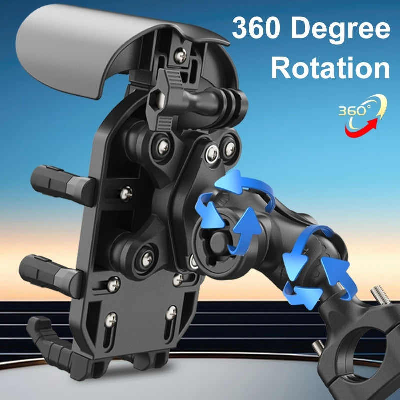 Soporte para Celular con Carga Inalámbrica USB Tipo C para Moto – Antirrobo, Amortiguador y Parasol | Compatible con 5.5" a 6.3"