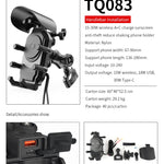 Soporte para Celular con Carga Inalámbrica USB Tipo C para Moto – Antirrobo, Amortiguador y Parasol | Compatible con 5.5" a 6.3"