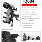 Soporte para Celular con Carga Inalámbrica USB Tipo C para Moto – Antirrobo, Amortiguador y Parasol | Compatible con 5.5" a 6.3"