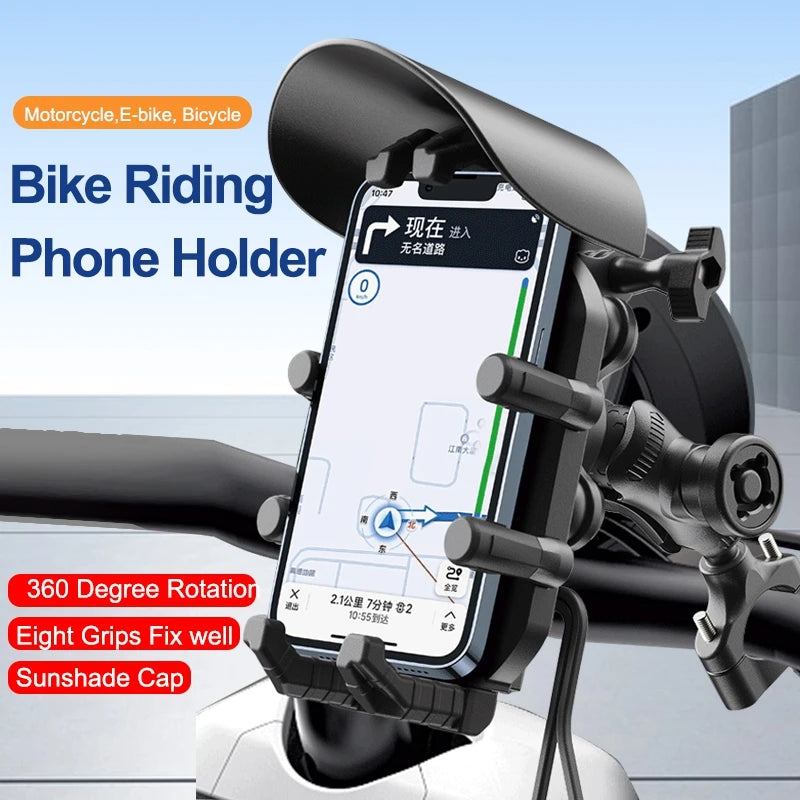 Soporte para Celular con Carga Inalámbrica USB Tipo C para Moto – Antirrobo, Amortiguador y Parasol | Compatible con 5.5" a 6.3"