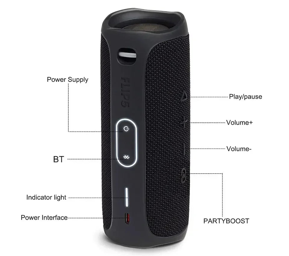Bocina JBL Flip 5 Bluetooth | Sonido Estéreo, Resistente al Agua IPX7, Portátil para Exteriores y Fiestas