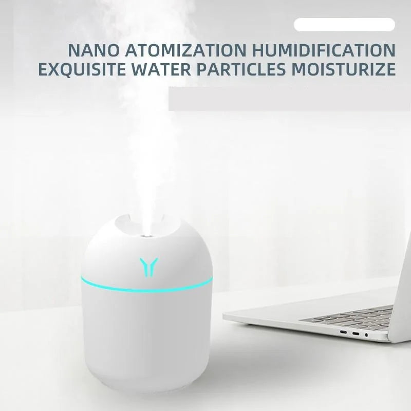 Mini Humidificador USB 250 ml – Difusor Ultrasónico Silencioso con Luz LED para Aromaterapia | Hogar, Oficina o Auto
