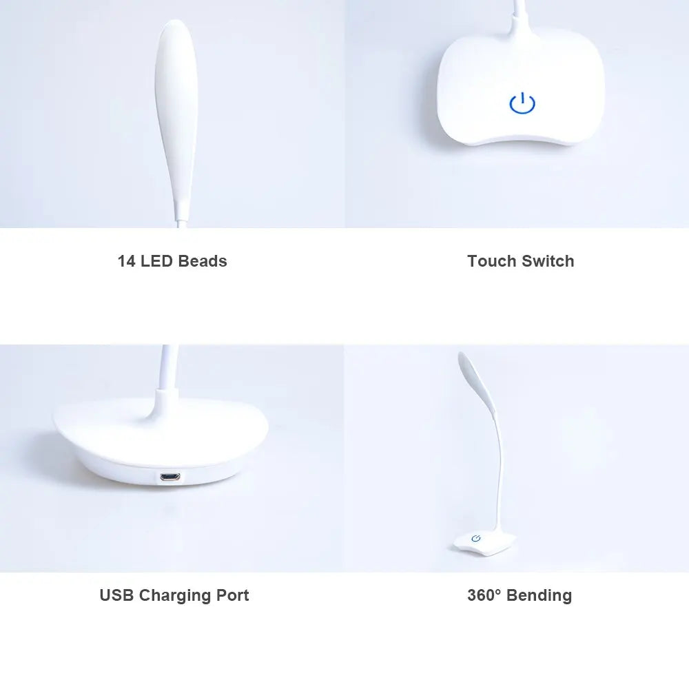 💡 Lámpara LED Recargable de Escritorio | Luz Nocturna de Protección Ocular para Estudio y Dormitorio