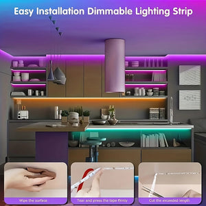 Tira LED RGB 10 m / 20 m con Control Remoto – Iluminación Decorativa para Cuartos, Paredes y Ambientes Festivos | 44 Modos + USB 5V