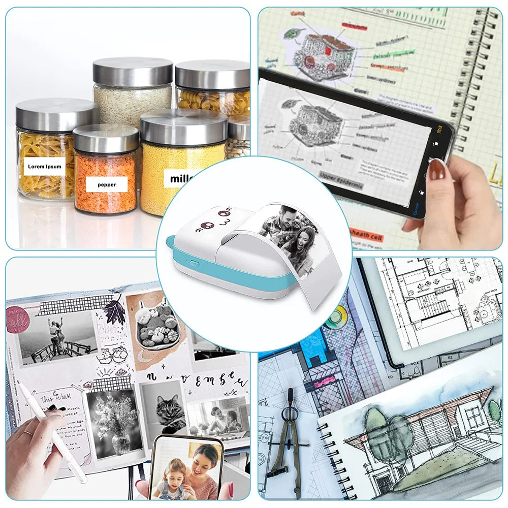 Mini Impresora Térmica Portátil Bluetooth | Sin Tinta, Recargable y Multifuncional para Fotos, Notas y Estudio