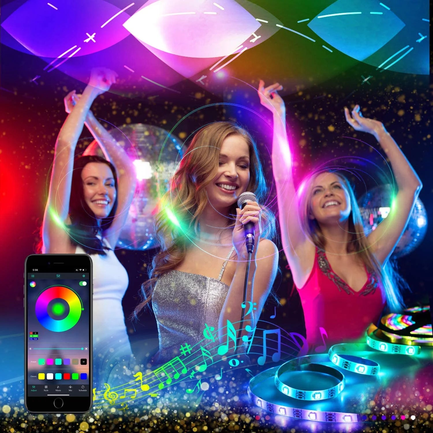 Tira LED RGB - RGBW - WS2812 con Control por App y Control Remoto – Decoración para Recámara
