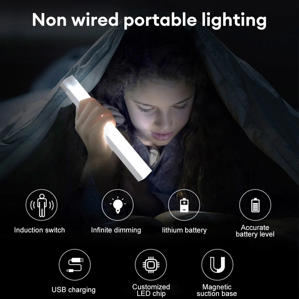 Luz Nocturna LED con Sensor de Movimiento Recargable USB Tipo C – Para Armarios, Escaleras y Cocina
