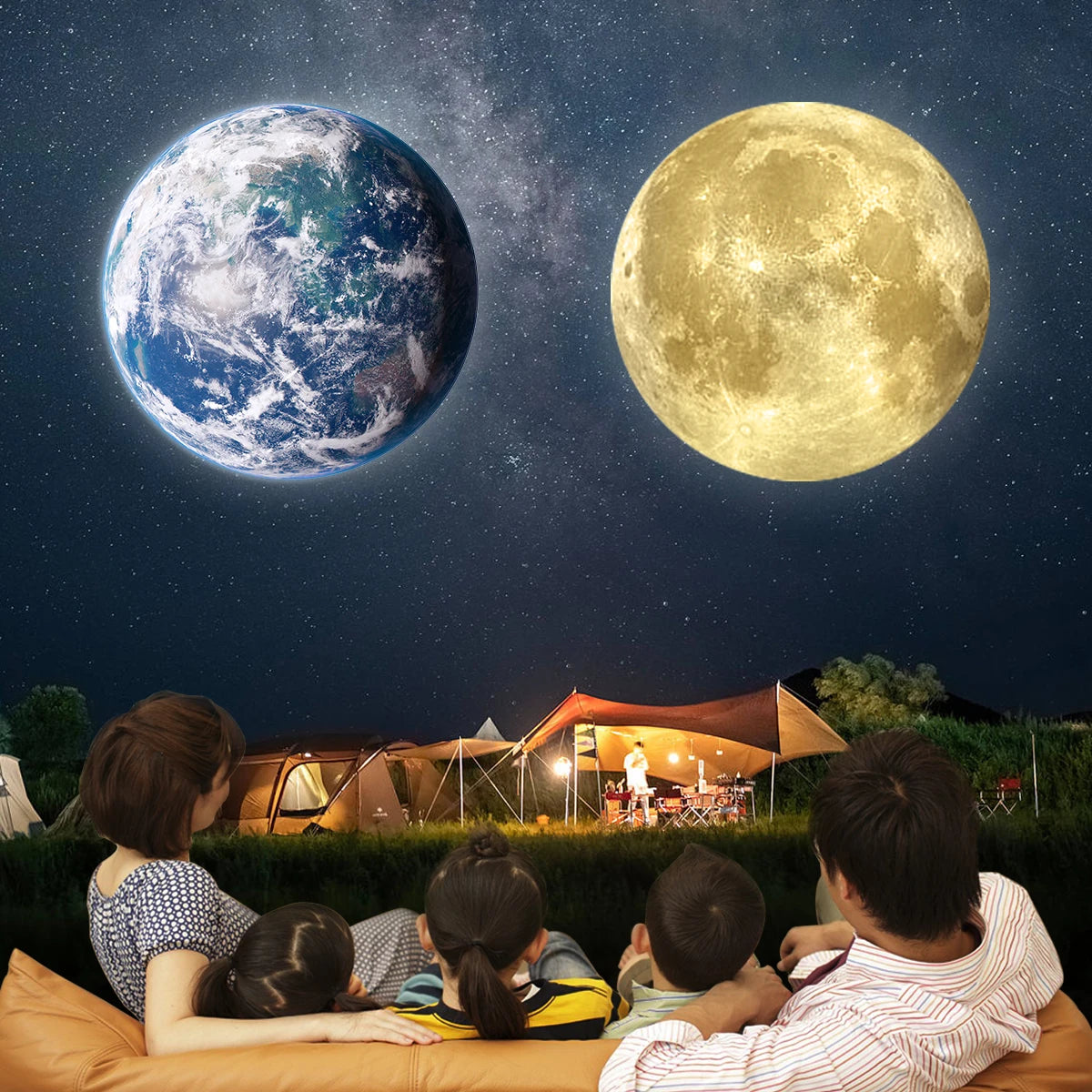 Lámpara Proyector Luna y Tierra – Luz Ambiental con Proyección Giratoria Dormitoria | USB | Ideal paro, Regalo o Decoración