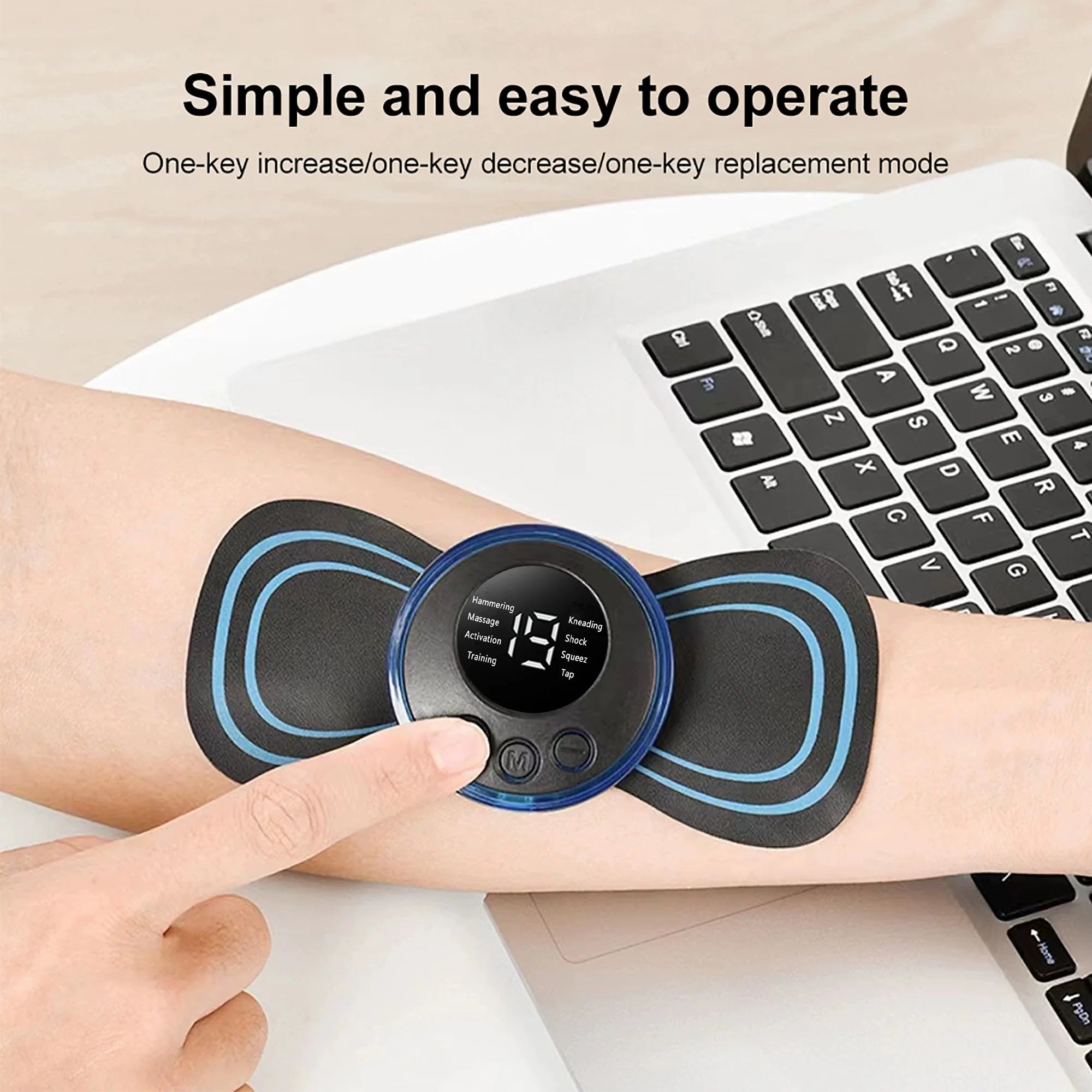 Mini Masajeador Eléctrico EMS – Portátil para Cuello, Espalda y Cuerpo | 8 Modos | Alivio Muscular y Estrés