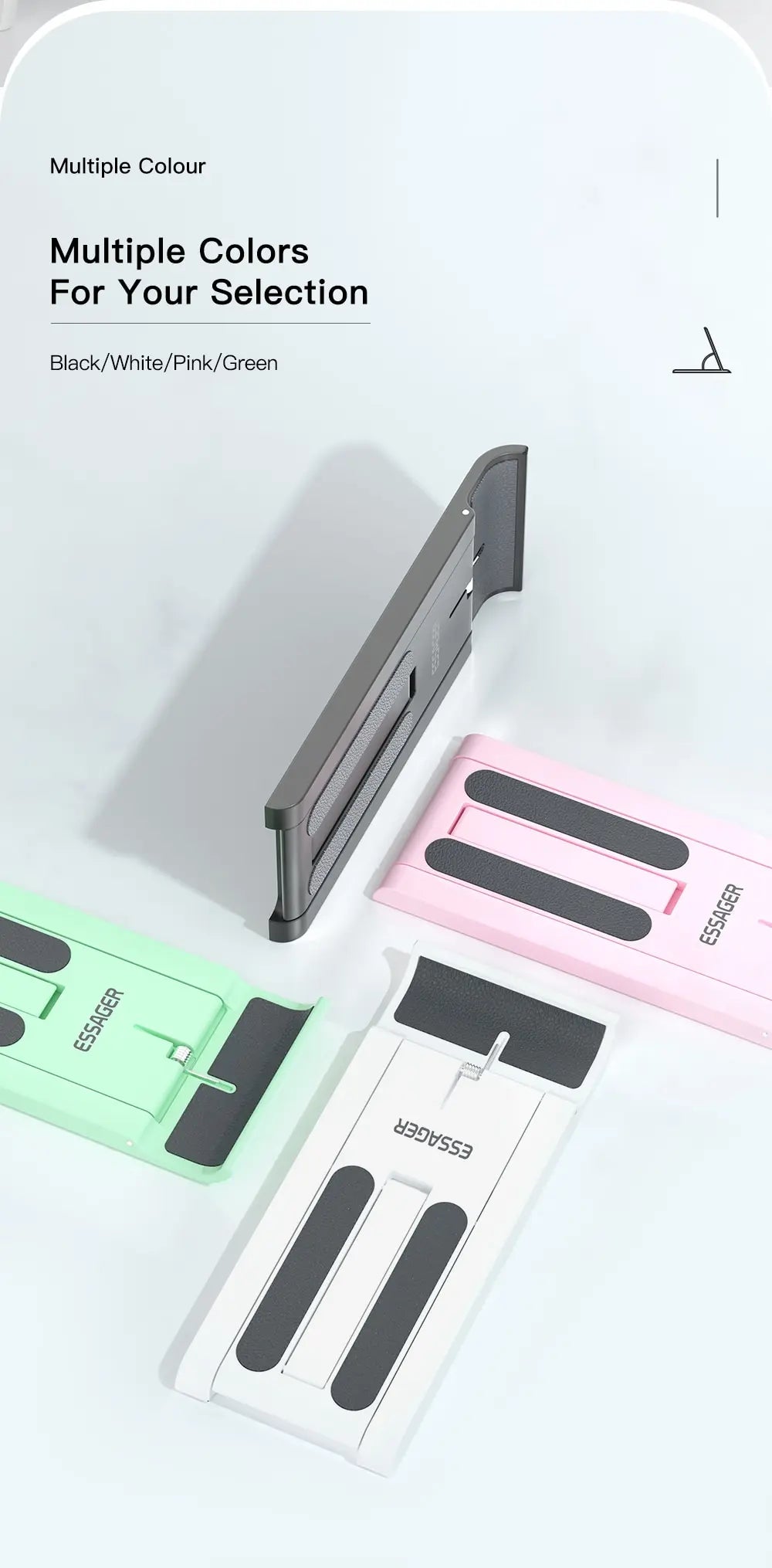 Soporte de Escritorio Plegable Essager – Mini Base Portátil para Celular o Tablet | Compatible con iPhone, Xiaomi, iPad