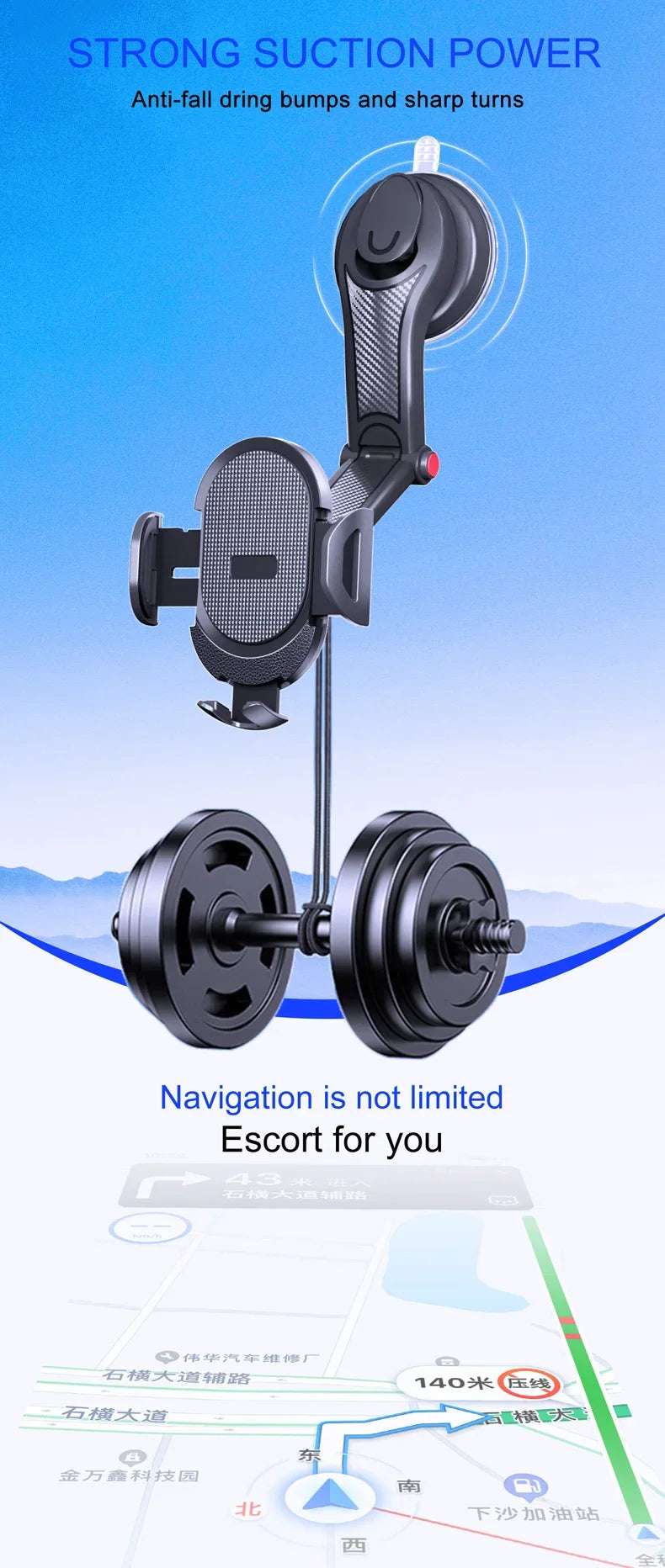 Soporte Universal para Celular con Ventosa 360° | Auto, Parabrisas o Tablero – Compatible con iPhone y Android