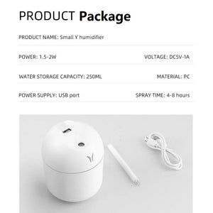 Mini Humidificador USB 250 ml – Difusor Ultrasónico Silencioso con Luz LED para Aromaterapia | Hogar, Oficina o Auto