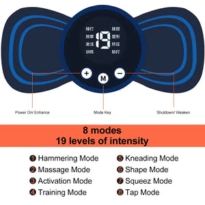 Mini Masajeador Eléctrico EMS – Portátil para Cuello, Espalda y Cuerpo | 8 Modos | Alivio Muscular y Estrés
