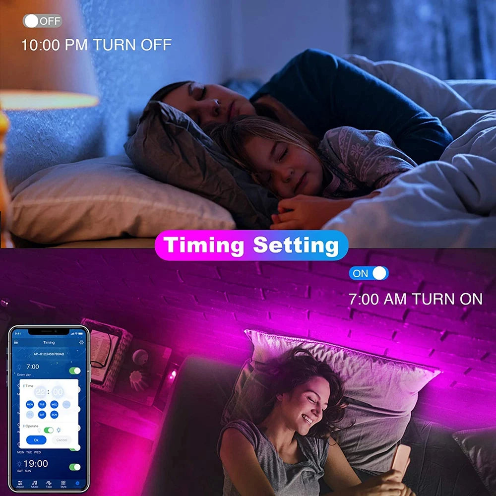 Tira LED RGB con Bluetooth y App –5 m | Control desde Celular + Control Remoto | Ideal para Cuartos Gamer, TV y Decoración Moderna