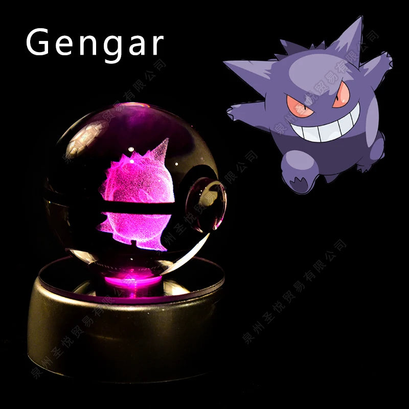 Lámpara Pokebola LED 3D con Base Multicolor | Pikachu, Mewtwo, Gengar, Snorlax y más