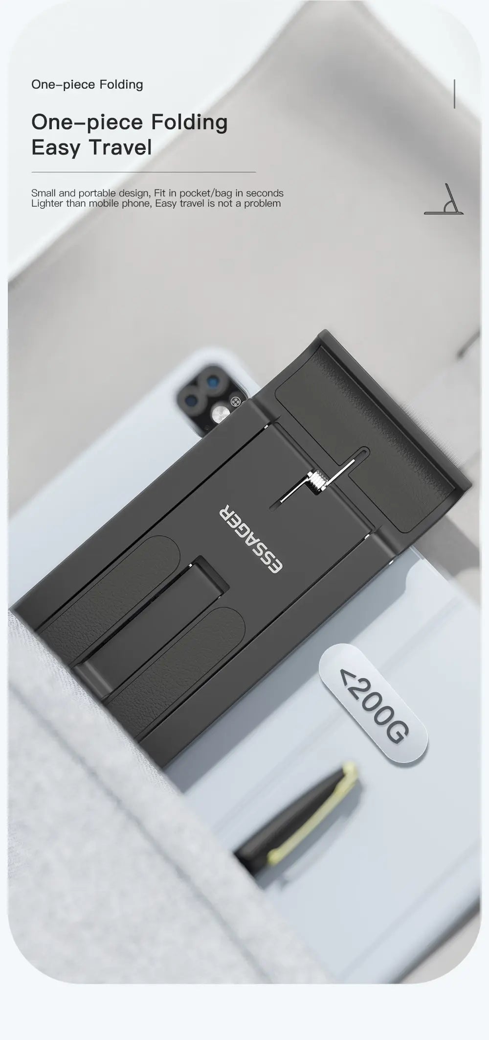 Soporte de Escritorio Plegable Essager – Mini Base Portátil para Celular o Tablet | Compatible con iPhone, Xiaomi, iPad
