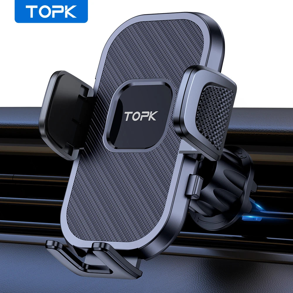 Soporte TOPK para Celular en Auto – Montaje en Ventila de Aire | Compatible con Teléfonos Grandes (4.5''–6.7")