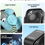 Ventilador USB TOPK Mini 4” Portátil – Silencioso, 3 Velocidades, Cabezal Giratorio 360°, Ideal para Casa, Oficina o Camping