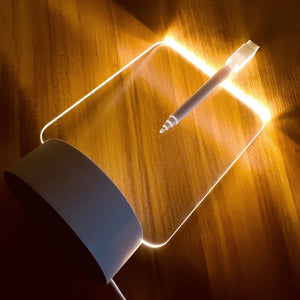 Lámpara LED de Acrílico con Mensajes – Tablero de Notas Luminoso USB con Pluma