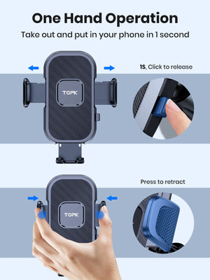 Soporte TOPK para Celular en Auto – Montaje en Ventila de Aire | Compatible con Teléfonos Grandes (4.5''–6.7")