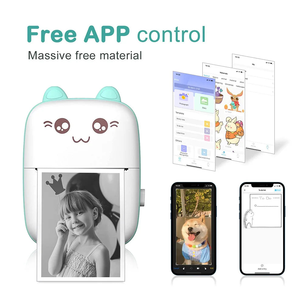 Mini Impresora Térmica Portátil Bluetooth | Sin Tinta, Recargable y Multifuncional para Fotos, Notas y Estudio