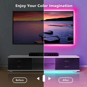 Tira LED RGB con Bluetooth y App –5 m | Control desde Celular + Control Remoto | Ideal para Cuartos Gamer, TV y Decoración Moderna