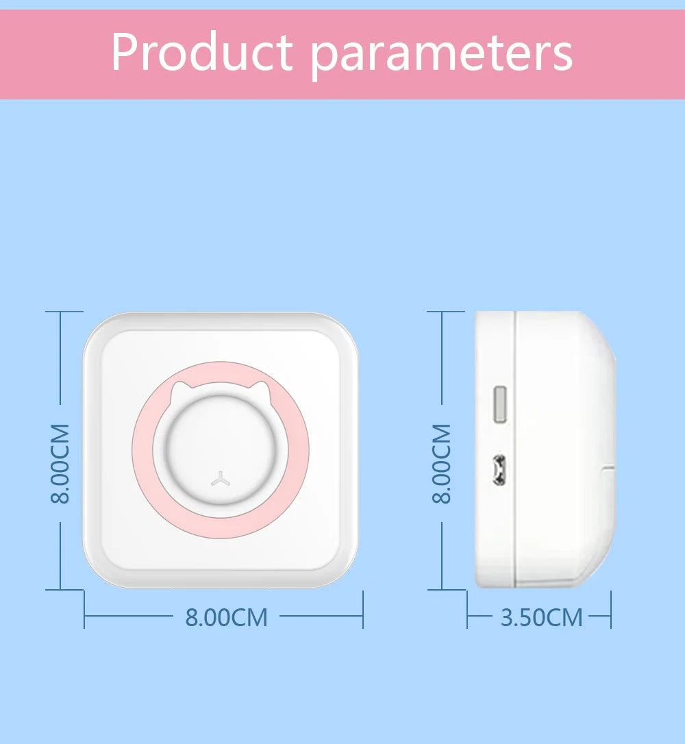 Mini Impresora Térmica Portátil Bluetooth | Sin Tinta, Recargable y Multifuncional para Fotos, Notas y Estudio