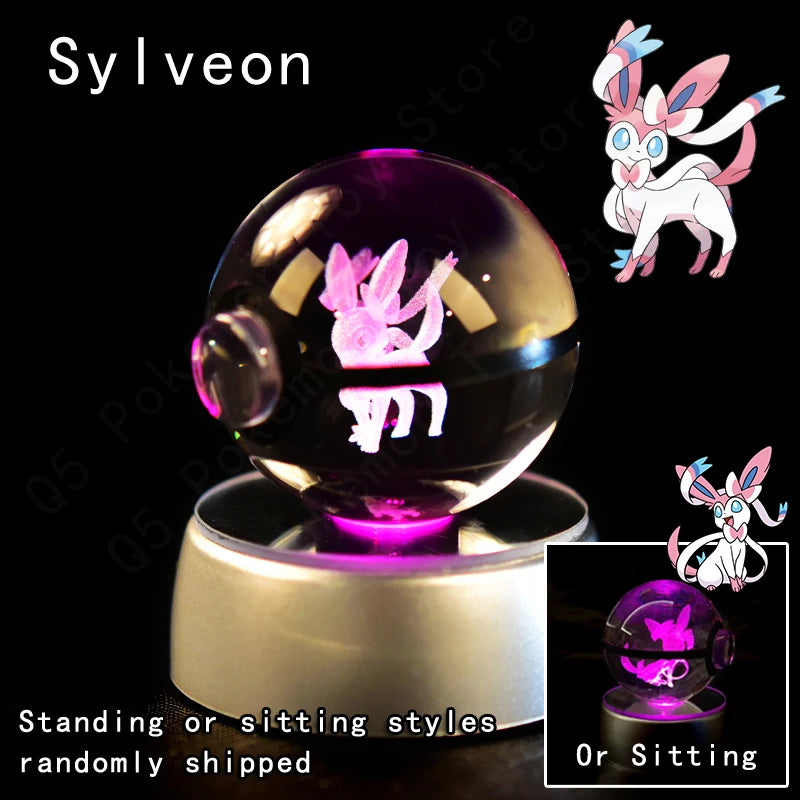 Lámpara Pokebola LED 3D con Base Multicolor | Pikachu, Mewtwo, Gengar, Snorlax y más