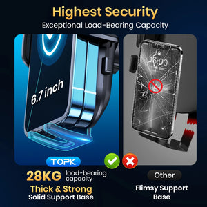 Soporte TOPK para Celular en Auto – Montaje en Ventila de Aire | Compatible con Teléfonos Grandes (4.5''–6.7")