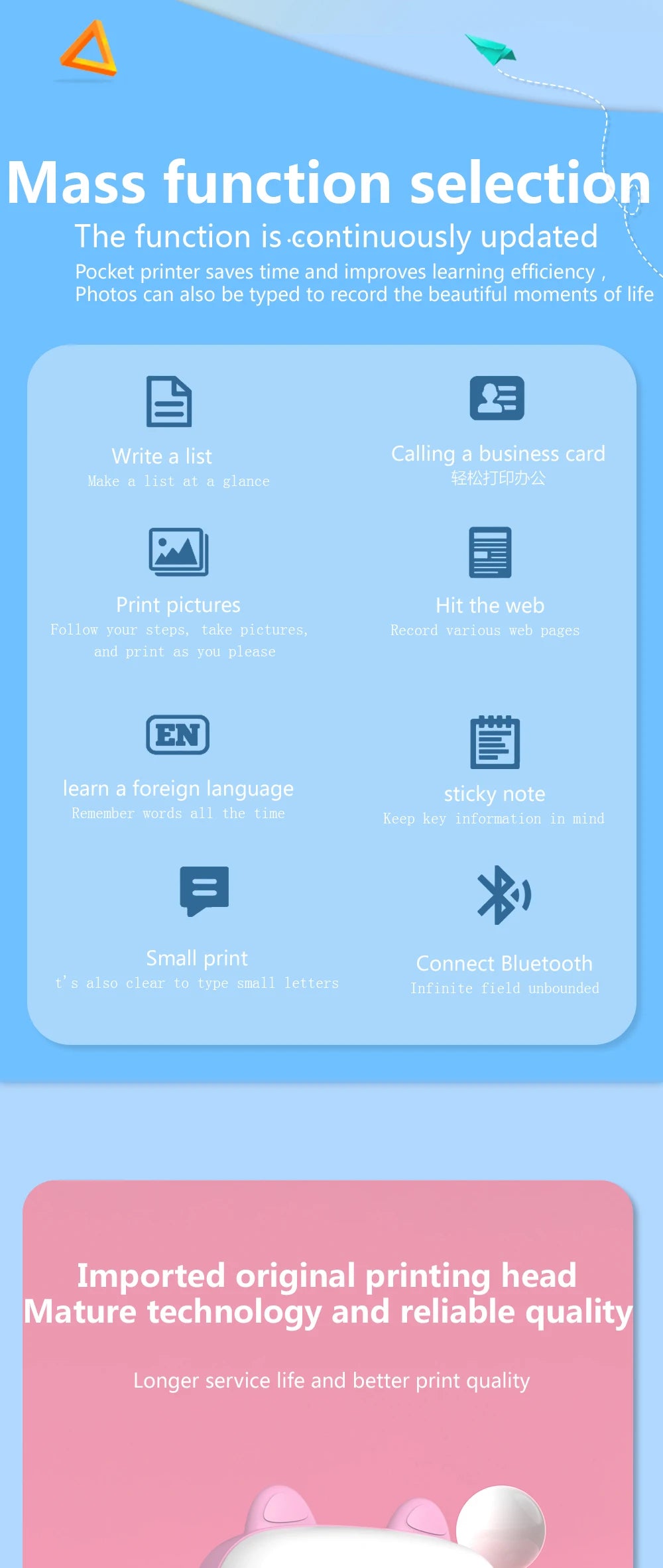 Mini Impresora Térmica Portátil Bluetooth | Sin Tinta, Recargable y Multifuncional para Fotos, Notas y Estudio