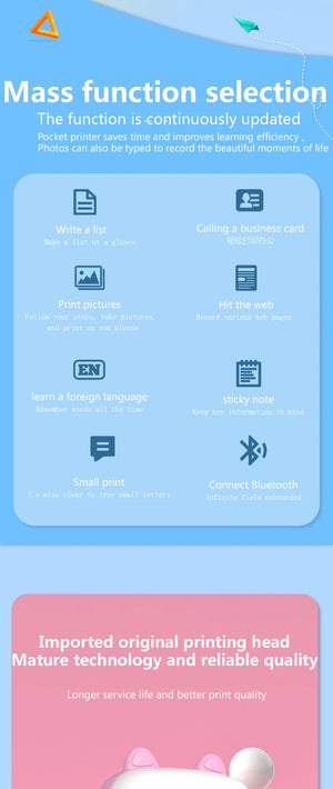 Mini Impresora Térmica Portátil Bluetooth | Sin Tinta, Recargable y Multifuncional para Fotos, Notas y Estudio