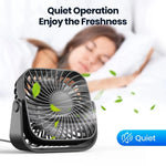 Ventilador USB TOPK Mini 4” Portátil – Silencioso, 3 Velocidades, Cabezal Giratorio 360°, Ideal para Casa, Oficina o Camping
