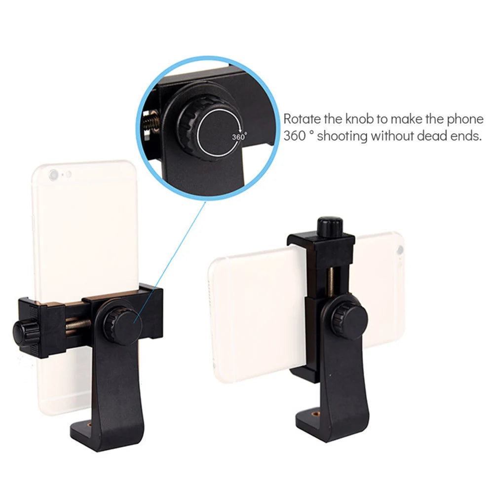 Soporte Universal para Celular con Giro 360° – Montura para Trípode con Rosca 1/4 para Grabación, Streaming o Escritorio