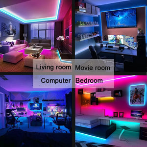 Tira LED RGB con Bluetooth y App –5 m | Control desde Celular + Control Remoto | Ideal para Cuartos Gamer, TV y Decoración Moderna