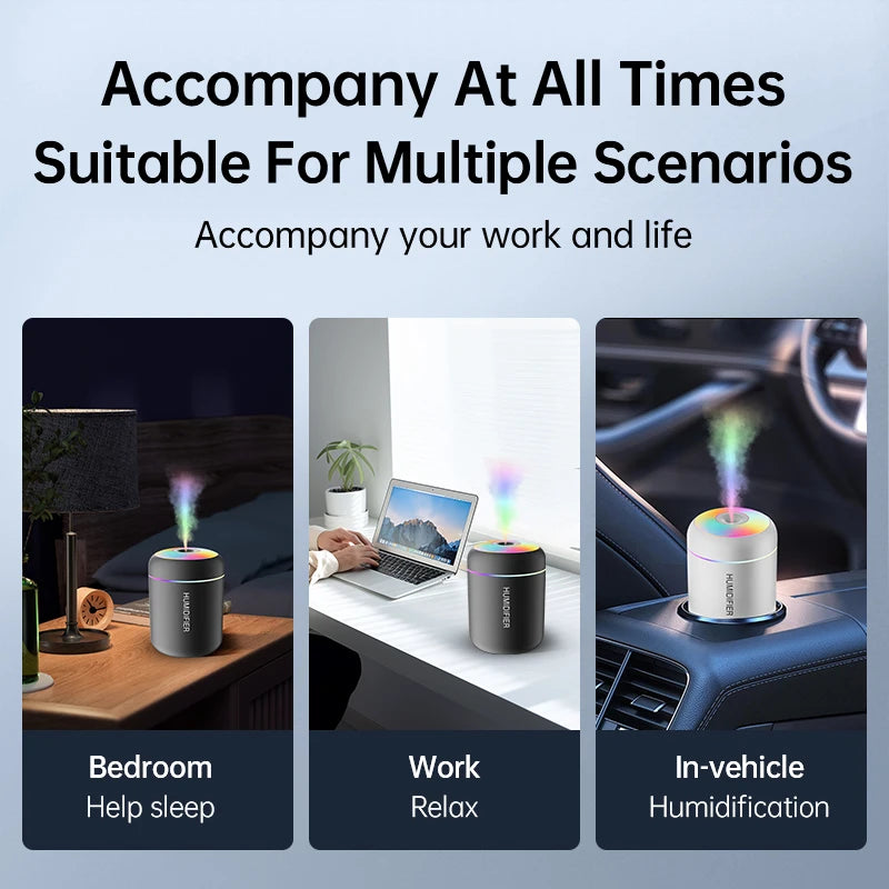Mini Humidificador Aromaterapia 180 ml – Difusor USB con Luz LED para Casa, Auto o Recámara