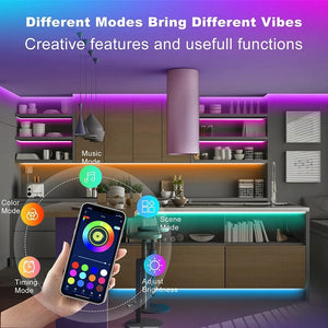 Tira LED RGB con Bluetooth y App –5 m | Control desde Celular + Control Remoto | Ideal para Cuartos Gamer, TV y Decoración Moderna