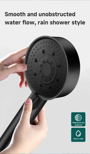 Regadera de Mano con Aumento de Presión – 6 Modos Ajustables | Cabezal de Ducha de Alta Potencia con Función de Masaje y Ahorro de Agua