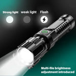 Linterna Táctica LED Recargable – 2000 lm con Zoom, 3 Modos y Pantalla | USB Tipo-C | Resistente al Agua | Emergencias y Camping