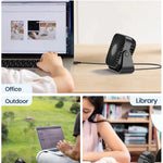Ventilador USB TOPK Mini 4” Portátil – Silencioso, 3 Velocidades, Cabezal Giratorio 360°, Ideal para Casa, Oficina o Camping