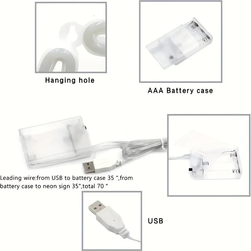 Luz Neón LED Decorativa – 29 Diseños Modernos | USB/Batería | Ideal para Cuartos, Gaming, Fiestas y Regalos