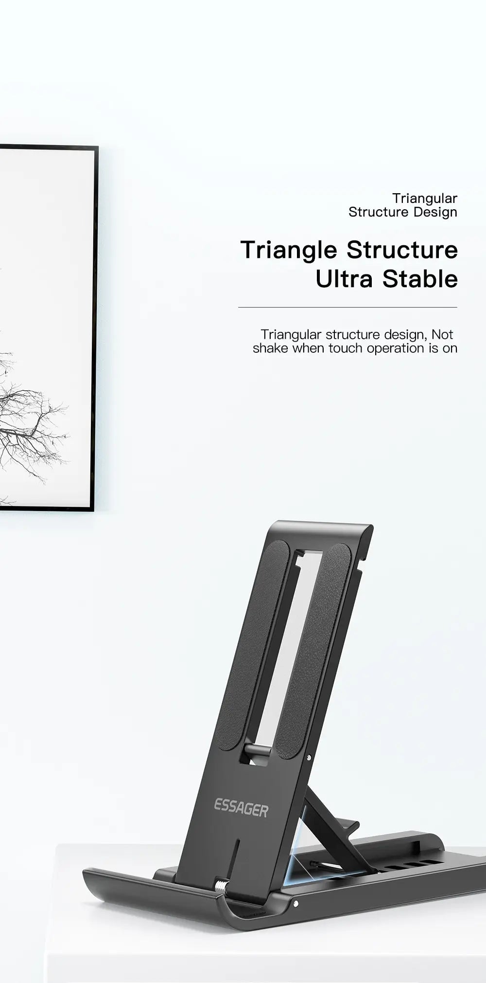 Soporte de Escritorio Plegable Essager – Mini Base Portátil para Celular o Tablet | Compatible con iPhone, Xiaomi, iPad