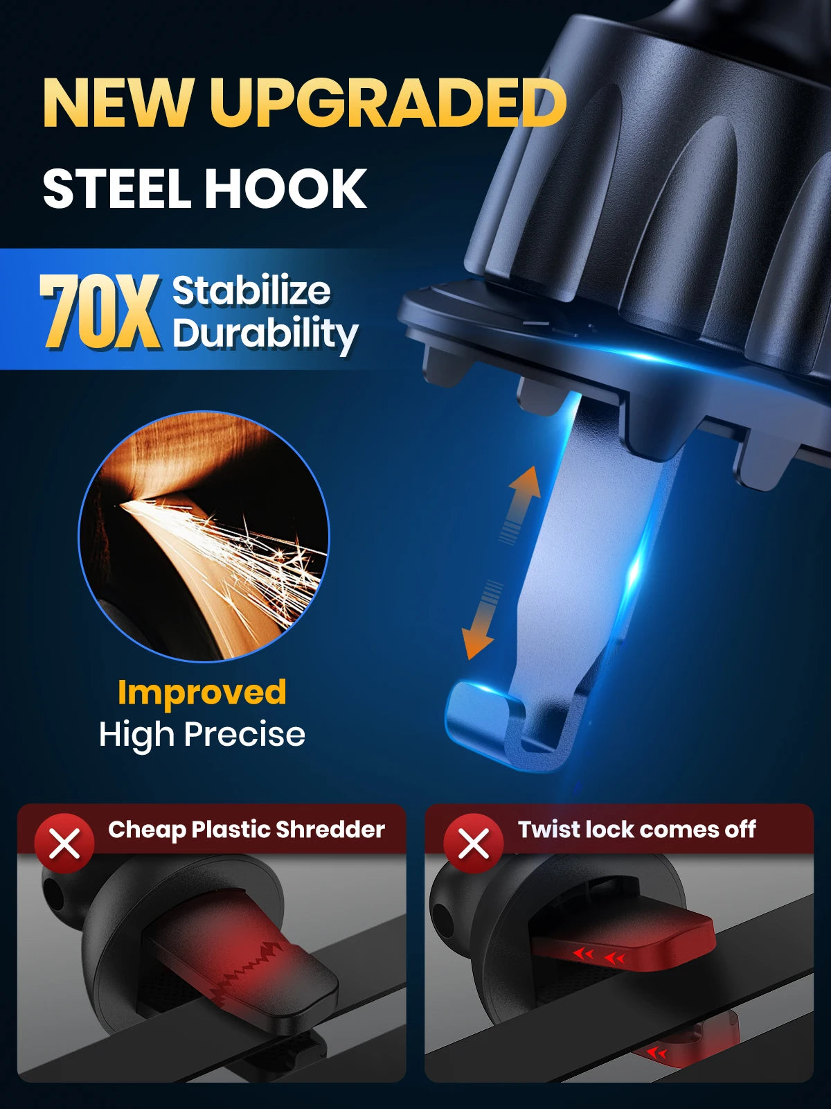 Soporte TOPK para Celular en Auto – Montaje en Ventila de Aire | Compatible con Teléfonos Grandes (4.5''–6.7")