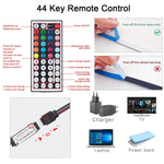Tira LED RGB 10 m / 20 m con Control Remoto – Iluminación Decorativa para Cuartos, Paredes y Ambientes Festivos | 44 Modos + USB 5V