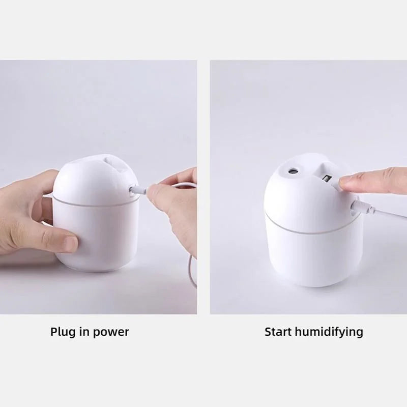 Mini Humidificador USB 250 ml – Difusor Ultrasónico Silencioso con Luz LED para Aromaterapia | Hogar, Oficina o Auto