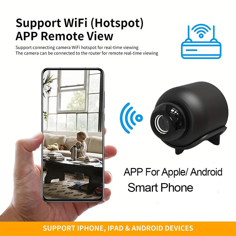 Mini Cámara X5 1080P con Visión Nocturna y Detección de Movimiento – WiFi Inalámbrica, Portátil, Vigilancia desde App Móvil