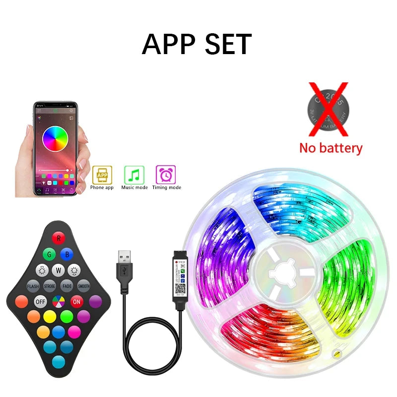 Tira LED RGB - RGBW - WS2812 con Control por App y Control Remoto – Decoración para Recámara