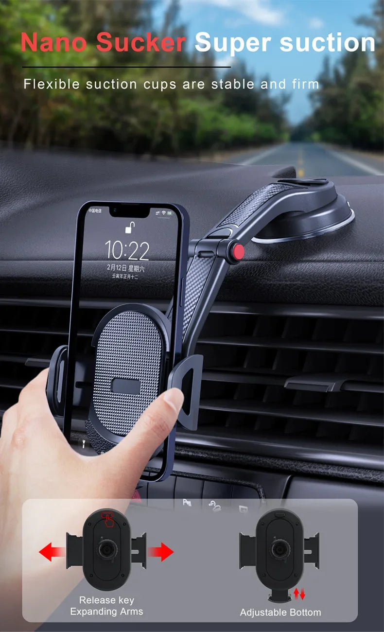 Soporte Universal para Celular con Ventosa 360° | Auto, Parabrisas o Tablero – Compatible con iPhone y Android